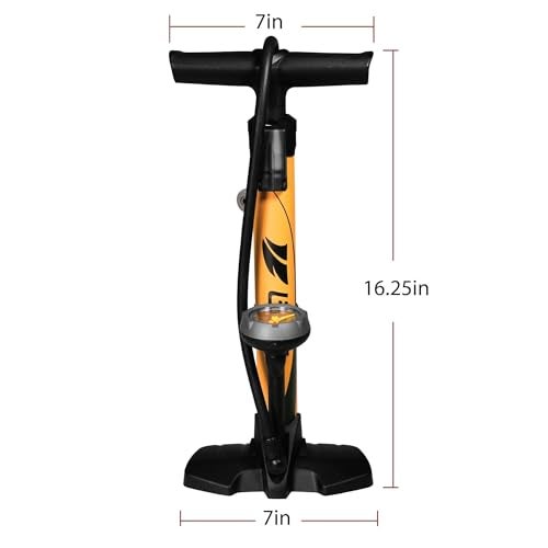 BV Bike Pump out of durable Steel - Bicycle pump 160 PSI high Pressure, Bike Tire Pump 17/24 inch Smart Valve Head, Schrader bike pump with gauge, Automatically Reversible Presta & Schrader, ball pump - Image 2