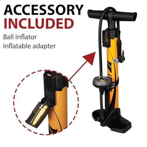 BV Bike Pump out of durable Steel - Bicycle pump 160 PSI high Pressure, Bike Tire Pump 17/24 inch Smart Valve Head, Schrader bike pump with gauge, Automatically Reversible Presta & Schrader, ball pump - Image 4