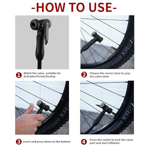 BV Bike Pump out of durable Steel - Bicycle pump 160 PSI high Pressure, Bike Tire Pump 17/24 inch Smart Valve Head, Schrader bike pump with gauge, Automatically Reversible Presta & Schrader, ball pump - Image 5