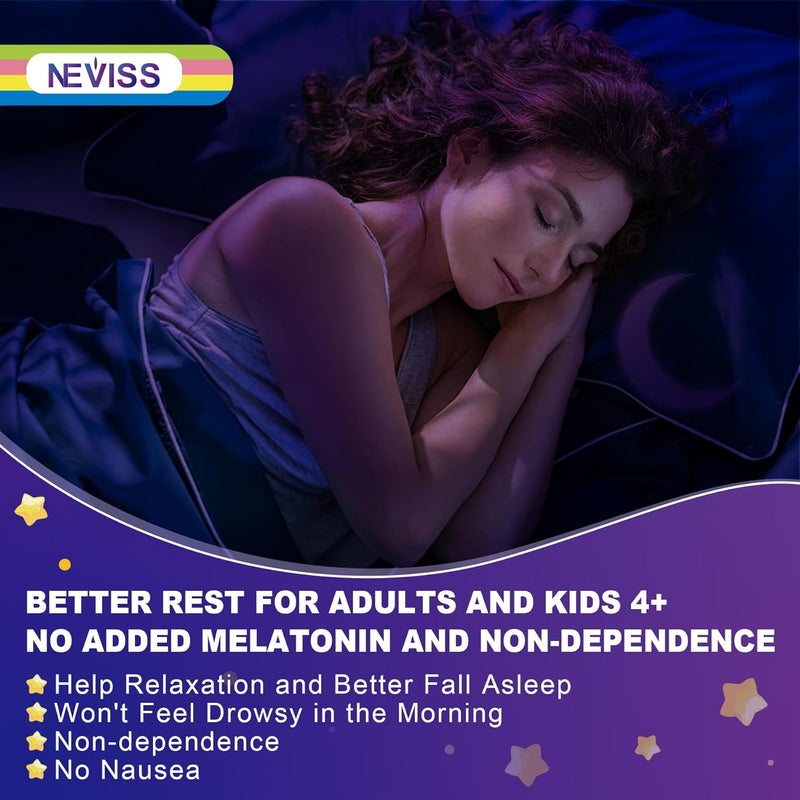 NEVISS Magnesium Glycinate Gummies for Adults  Kids 4 Sugar Free Magnesium Bisglycinate Supplement 400200mg with B6D3 5HTP LTheanine for Sleep  Relaxation Brain Muscle Melatonin Free Gummies2Pack - Image 4