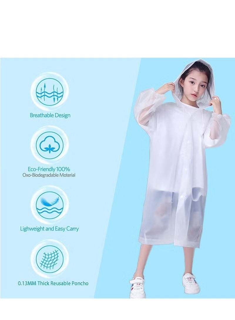 Raincoat for Kids, [2 Pack] EVA Coat Reusable Poncho Jacket for Boys and Girls 6-13 Years Old, Emergency Gear for Outdoor Camping Hiking Traveling School - Image 3