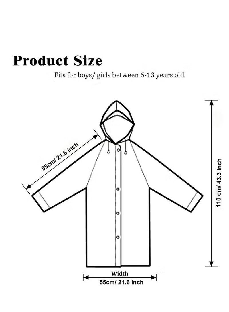 Raincoat for Kids, [2 Pack] EVA Coat Reusable Poncho Jacket for Boys and Girls 6-13 Years Old, Emergency Gear for Outdoor Camping Hiking Traveling School - Image 5