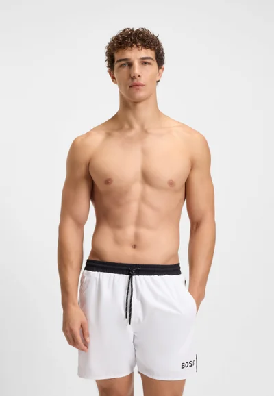 BOSS Swim shorts with contrast logo and piping