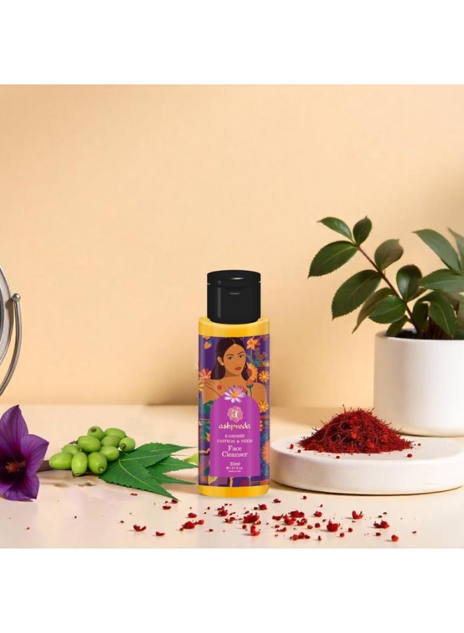 Ashpveda Ayurvedic Face Wash with Kashmiri Saffron and Neem | Natural Face Cleanser for Daily Skin Exfoliation and Brightening | Chemical Free Organic Herbal Facewash (30 ml) - Image 3
