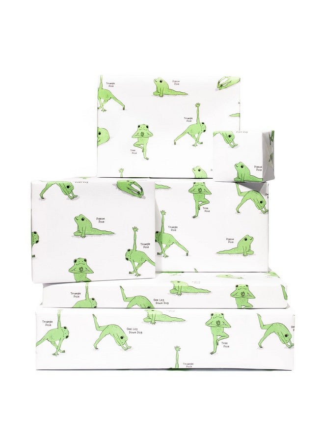 Central 23 Yoga Wrapping Paper 6 Sheet Of Gift Wrap With Tags Yoga Frogs Birthday Wrapping Paper For Her Yoga Poses For Men Women Recyclable - Image 1