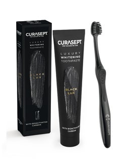Curasept معجون أسنان بلاك لاكشري لتبييض الأسنان 75 مل + فرشاة أسنان 