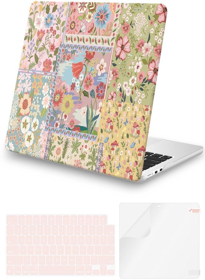 iCasso for MacBook Air 13.6 inch Case 2025 2024-2022 Release M4 M3 M2 Model A3240 A3113 A2681 (Pink Flower Patchwork) - Image 1