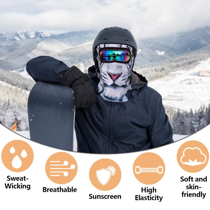Charunee 3Pcs Cat Ski Mask,3D Cat Shiesty Face Balaclava with Ears,Funny Ski Mask,Windproof & Breathable for Skiing,Cycling,Music Festivals,Halloween Parties Yellow - Image 3