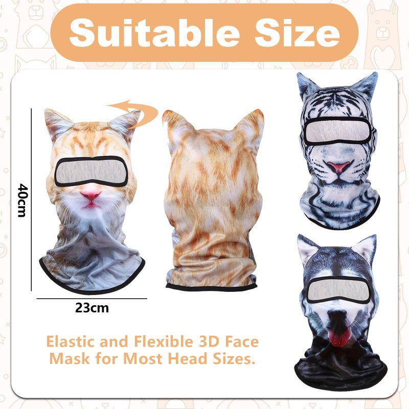 Charunee 3Pcs Cat Ski Mask,3D Cat Shiesty Face Balaclava with Ears,Funny Ski Mask,Windproof & Breathable for Skiing,Cycling,Music Festivals,Halloween Parties Yellow - Image 2