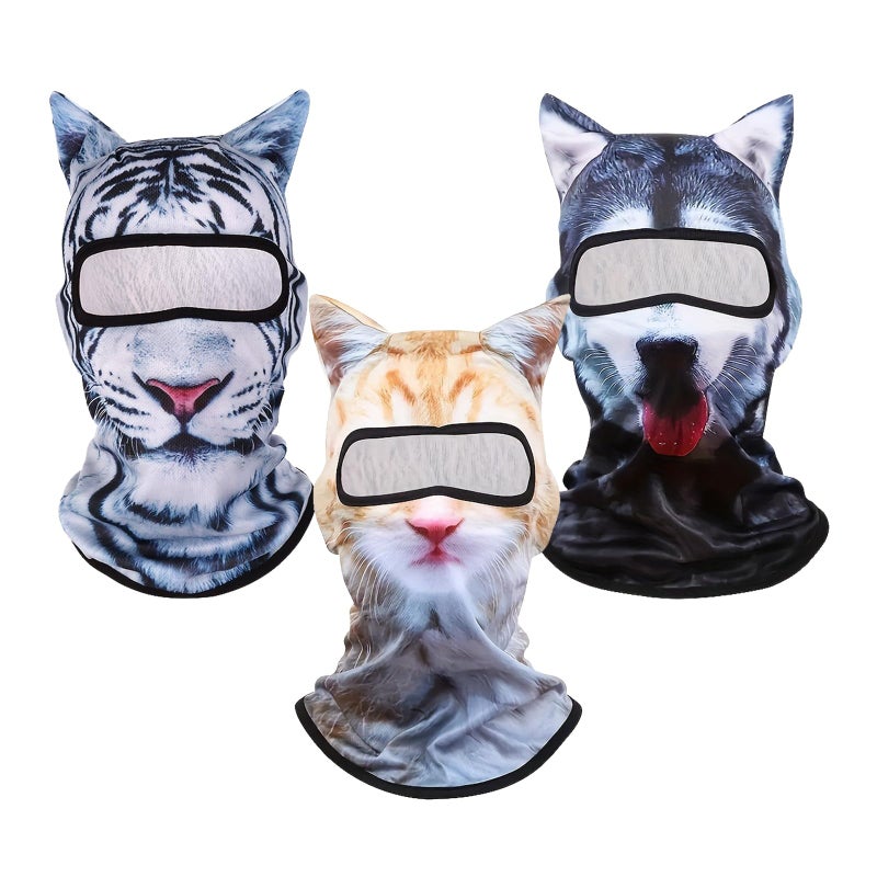 Charunee 3Pcs Cat Ski Mask,3D Cat Shiesty Face Balaclava with Ears,Funny Ski Mask,Windproof & Breathable for Skiing,Cycling,Music Festivals,Halloween Parties Yellow - Image 1