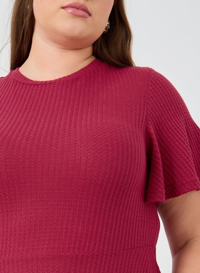 Styli Plus Size Ribbed Round Neck Peplum T-Shirt - Image 3