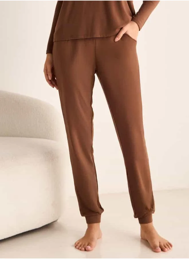 Aadaraya Aadaraya Drop Shoulder Long Sleeve T-shirt and Elasticated Joggers Set