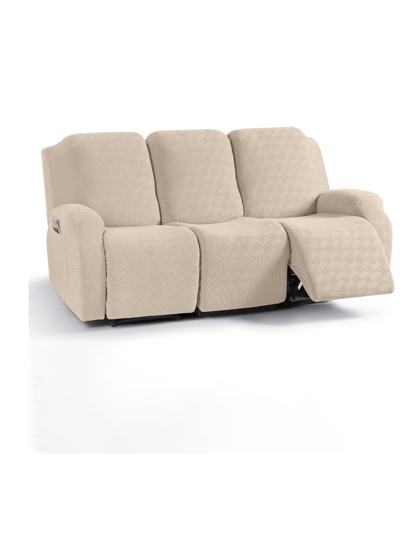 Excefore أغطية مقاعد استرخاء بثلاثة مقاعد تمتد لأغطية كراسي الاسترخاء أغطية أريكة الاسترخاء أغطية أريكة مخططة جاكار أغطية أريكة استرخاء لحماية الأثاث للأطفال والحيوانات الأليفة - Image 1