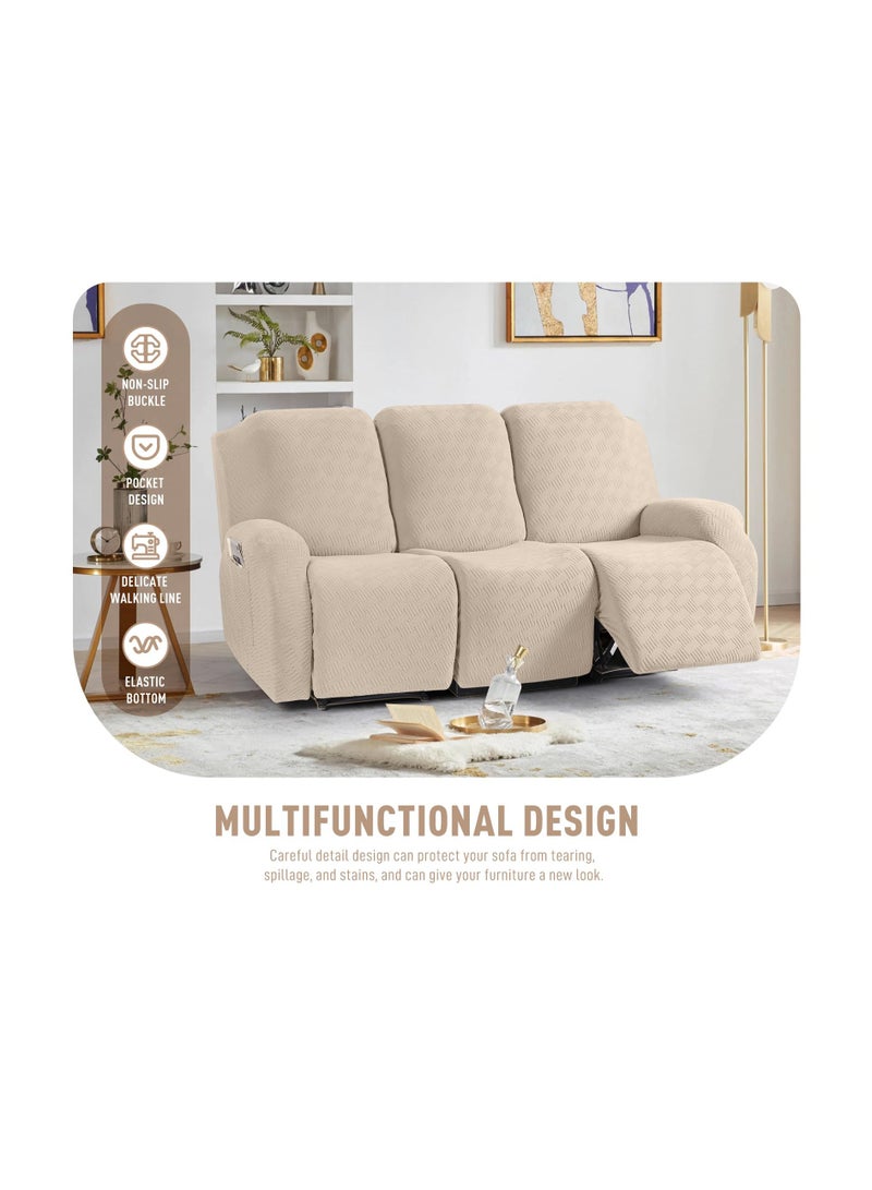 Excefore أغطية مقاعد استرخاء بثلاثة مقاعد تمتد لأغطية كراسي الاسترخاء أغطية أريكة الاسترخاء أغطية أريكة مخططة جاكار أغطية أريكة استرخاء لحماية الأثاث للأطفال والحيوانات الأليفة - Image 5