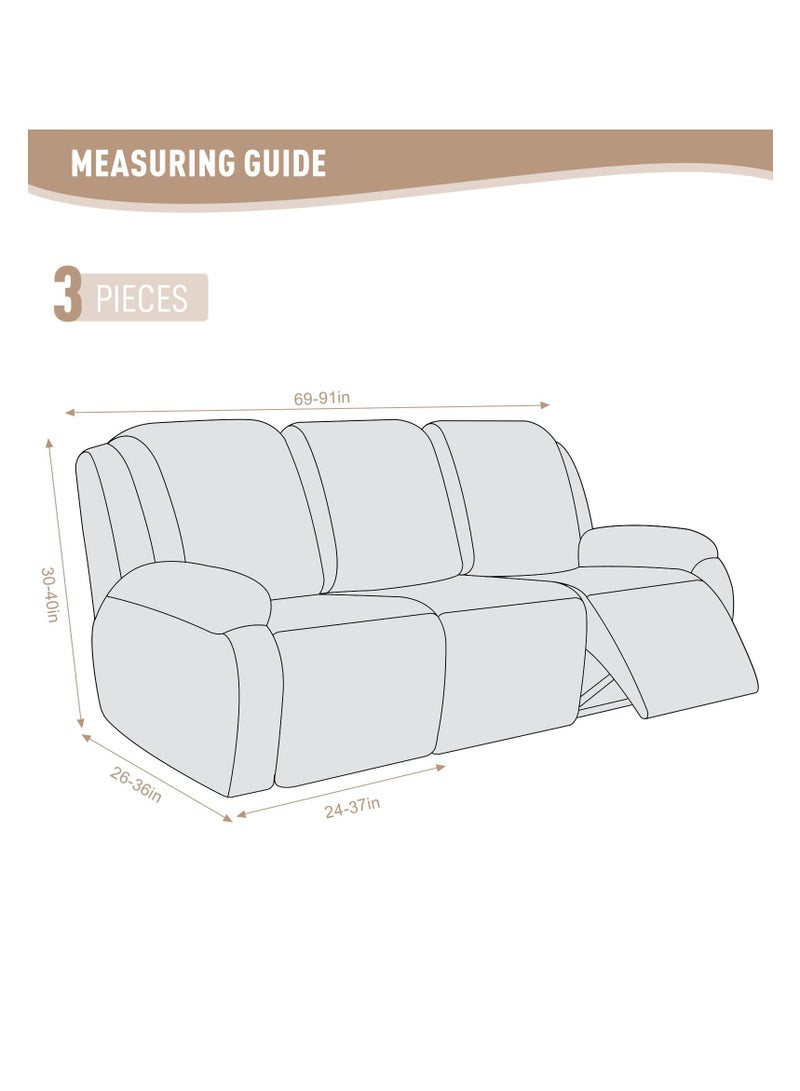 Excefore أغطية مقاعد استرخاء بثلاثة مقاعد تمتد لأغطية كراسي الاسترخاء أغطية أريكة الاسترخاء أغطية أريكة مخططة جاكار أغطية أريكة استرخاء لحماية الأثاث للأطفال والحيوانات الأليفة - Image 2