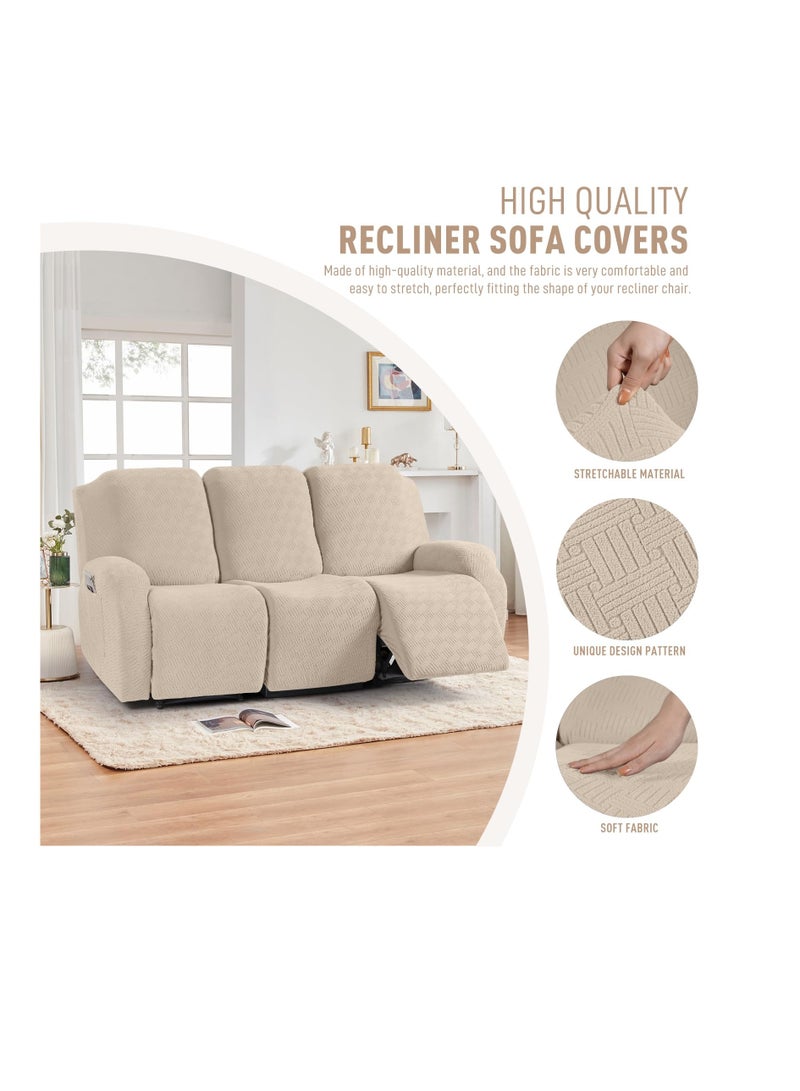 Excefore أغطية مقاعد استرخاء بثلاثة مقاعد تمتد لأغطية كراسي الاسترخاء أغطية أريكة الاسترخاء أغطية أريكة مخططة جاكار أغطية أريكة استرخاء لحماية الأثاث للأطفال والحيوانات الأليفة - Image 3