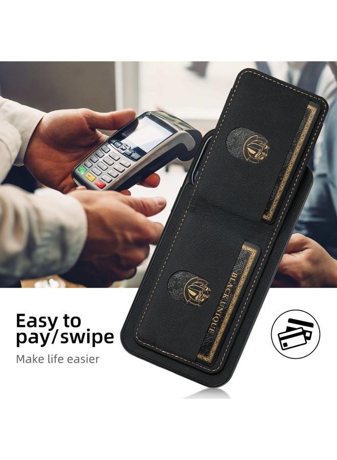 Suteni Case For iPhone 16 Pro Max H03 Litchi Leather Card Bag Stand Back Phone Case - Image 3