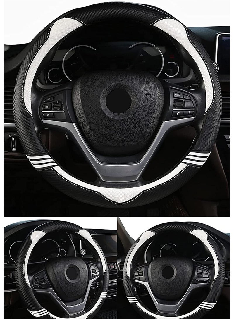 MONOGUE Universal Leather Steering Wheel Cover 15 Inch Anti-Slip and Comfortable Grip - Image 2