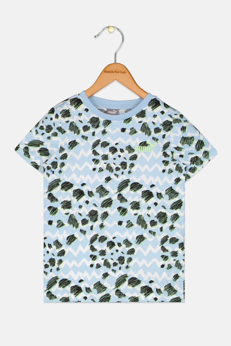 PUMA Kids Boy Sportswear Fit Short Sleeve Outdoor T-Shirt, Blue Combo - Image 1