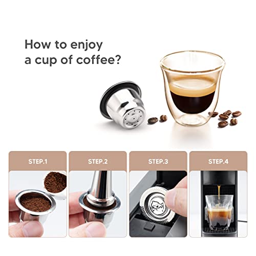 BENFUCHEN Stainless Steel N espresso Reusable Pods Fit For Nes presso OriginalLine, Metal Refillable Espresso Coffee Filter Pods For Nescafe Original Brewers, 2 Capsules With A Tamper - Image 5
