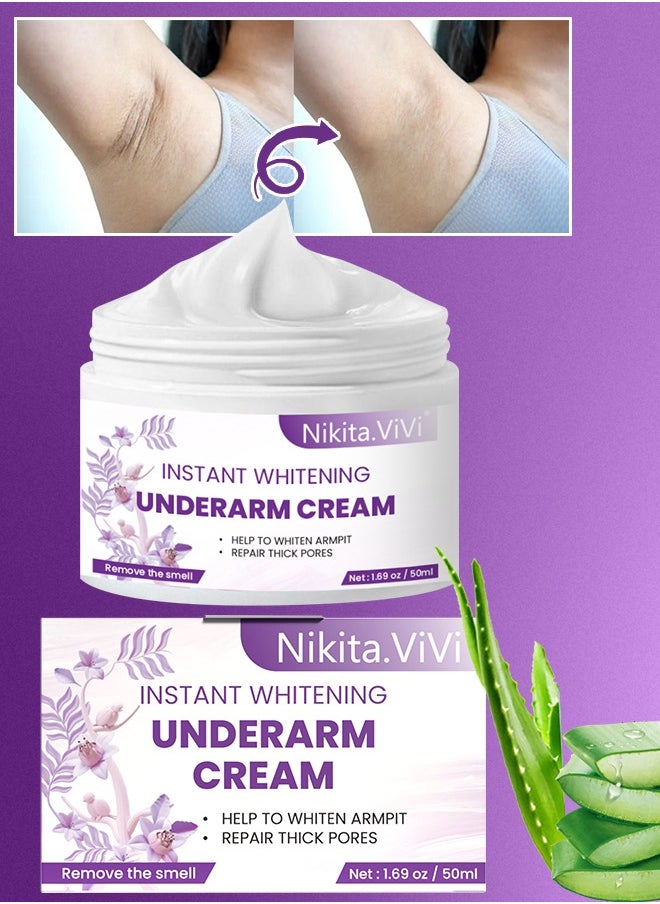 NIKITA.VIVI 50ML Underarm Instant Whitening Cream Whitening Cream for Women for Dark Armpit Body Face Lightening Cream Intimate Skin Cream for Knees Armpit Elbows Private Areas  - Image 1