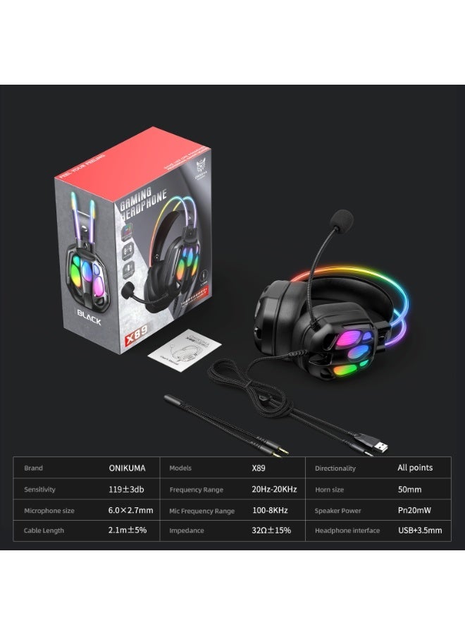 ONIKUMA X89 RGB Wired Earphone with Microphone(Black) - Image 4