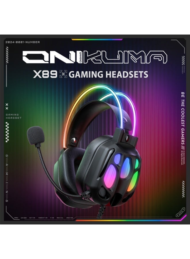 ONIKUMA X89 RGB Wired Earphone with Microphone(Black) - Image 2