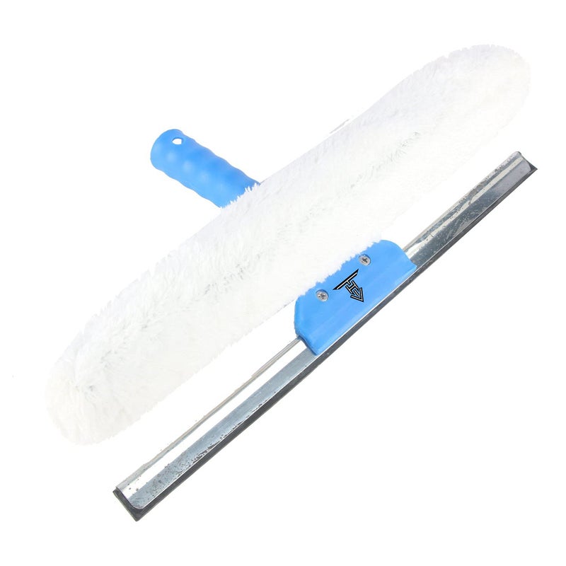 رأس ممسحة تنظيف TARGET HYGIENE كومبي أزرق 2 في 1 أداة تنظيف النوافذ 2 في 1 مجموعة غسالة الزجاج رأس غسيل ميكروفايبر ممسحة يد مطاطية 35 سم مجموعة ممسحة زجاج بيضاء متوسطة