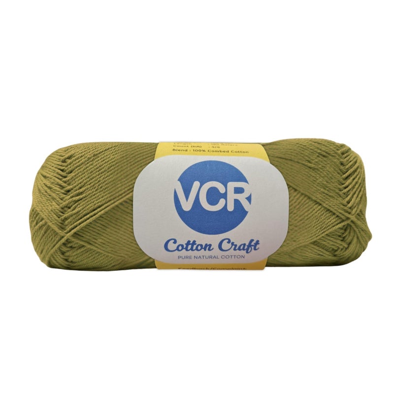 VCR 8Ply Khaki Green Cotton Craft Yarn, 100 Grams Hank, 160 Meters Length, Cotton Combed Ball for Crochet and Knitting, Pack of 1 Yarn, Suitable for DIY Crafts - Image 5
