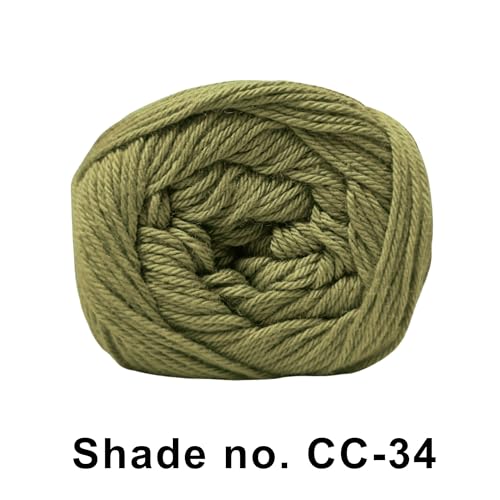 VCR 8Ply Khaki Green Cotton Craft Yarn, 100 Grams Hank, 160 Meters Length, Cotton Combed Ball for Crochet and Knitting, Pack of 1 Yarn, Suitable for DIY Crafts - Image 2