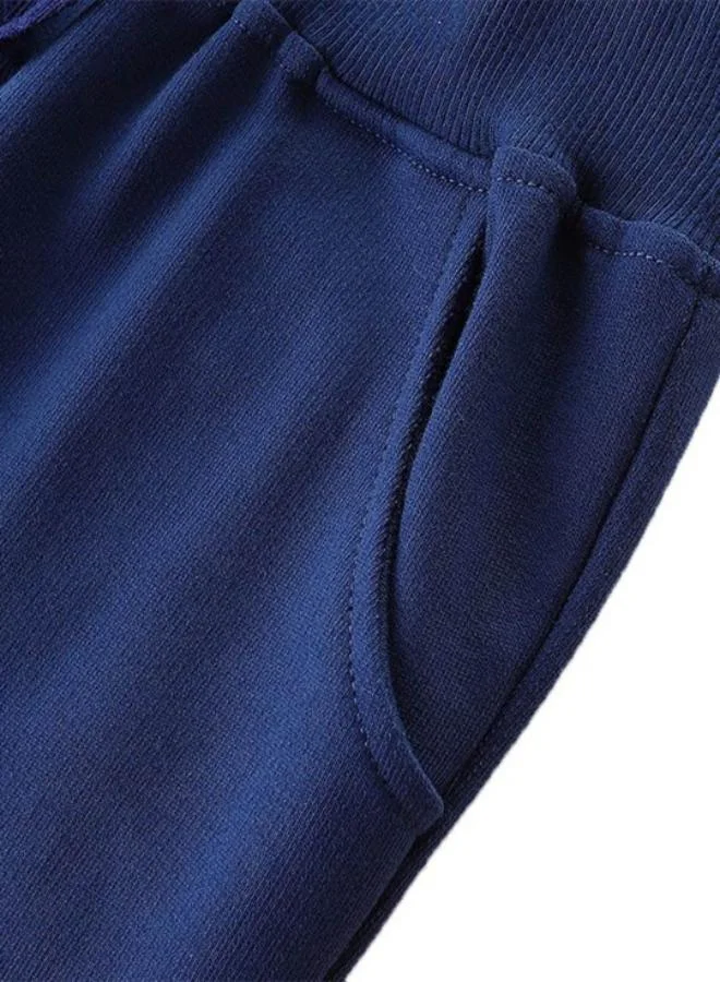 يونيكي Navy Blue Regular Fit Mid Rise Printed Trackpant