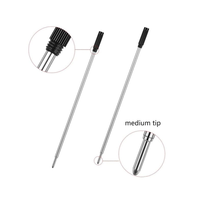 MengRan 4.5'' Ballpoint Ink Pen Refills for Twist Pens,1mm Medium Tip, Compatible with Cross Pen Refills (8513)(10 Pcs Black Ink) - Image 3