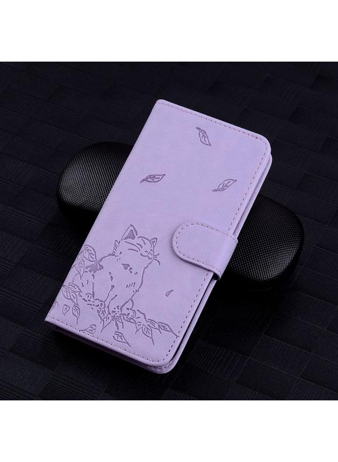 S-TOP Case For iPhone 11 Pro Cute Cat Embossed Leather Phone Case - Image 2