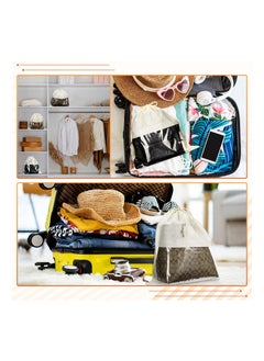 Y&D 12 Pcs Dustproof Drawstring Bags, Dust Bags Covers, Non Woven Fabric Cloth Storage, Pouch String for Purse Handbags Packing Shoe Bag Organizer, PVC Clear Window (Beige)  - Image 5