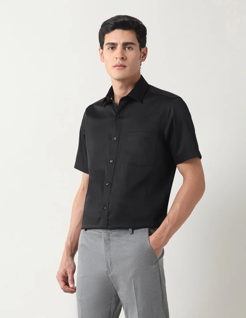 Arrow Black Solid Liberty Classic Fit Shirt for Men | Best Price UAE