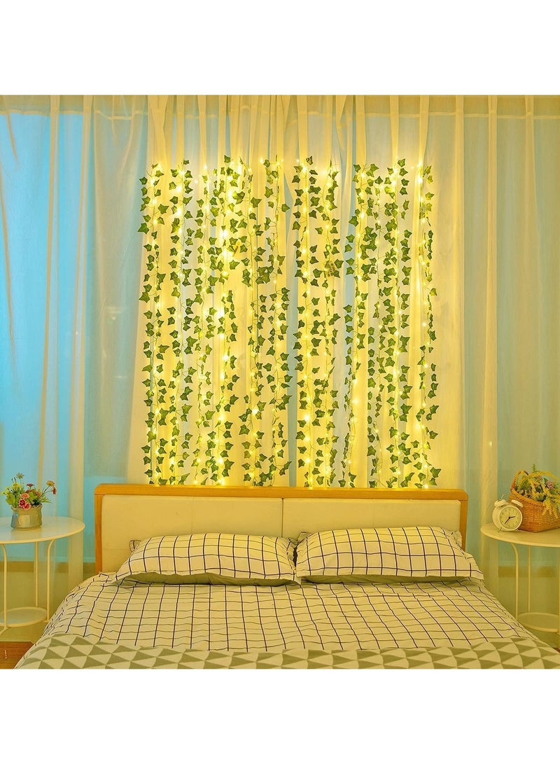 ماركة غير محددة أضواء سلسلة الروطان في الهواء الطلق 100 LED 32.8 قدم سلسلة أضواء نباتات واقعية LED أضواء زخرفية جارلاند فاينز مع أضواء لغرفة النوم/المنزل/المهرجان/الزفاف/ديكور الحفلات (تعمل بالبطارية)  - Image 2