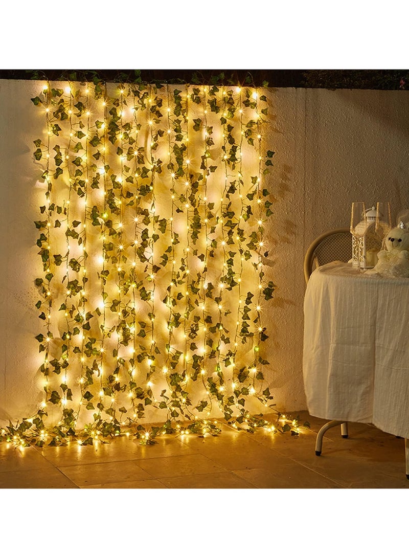ماركة غير محددة أضواء سلسلة الروطان في الهواء الطلق 100 LED 32.8 قدم سلسلة أضواء نباتات واقعية LED أضواء زخرفية جارلاند فاينز مع أضواء لغرفة النوم/المنزل/المهرجان/الزفاف/ديكور الحفلات (تعمل بالبطارية)  - Image 1