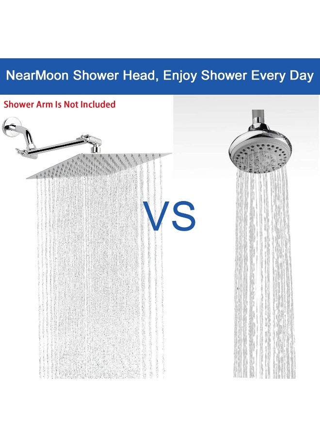NearMoon رأس دش مطري عالي الضغط من NearMoon، رأس دش مربع من الفولاذ المقاوم للصدأ مقاس 8 بوصات، تصميم معزز للضغط، تجربة دش رائعة حتى مع تدفق المياه المنخفض (10 بوصات، تشطيب كروم) - Image 5