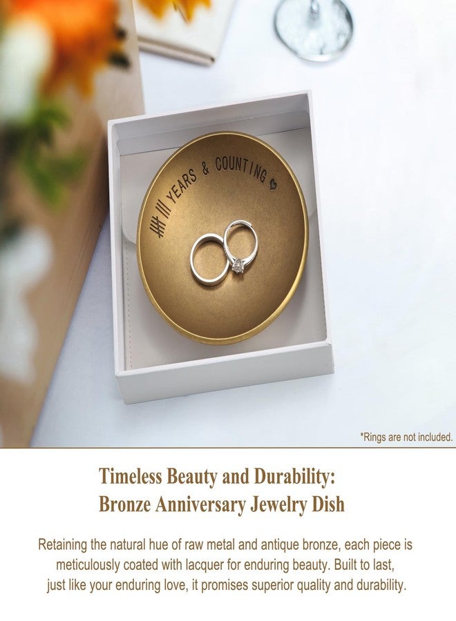 Urllinz Bronze 8 Year Anniversary Wedding Gifts - 8th Anniversary Jewelry Tray for Him Men Wife Couple, Bronze Ring Holder Dish & Card & Gift Box, 4" - Image 2
