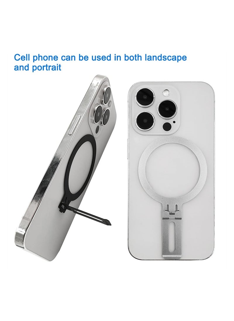 Excefore 2 Pack Universal Metal Ring Adapters and 2 in 1 Phone Holder, Ultra Thin Rings Sticker Compatible with Magsafe Accessories for iPhone 15/14 Pro Max Mini Galaxy Car Charger Wireless Charging  - Image 4