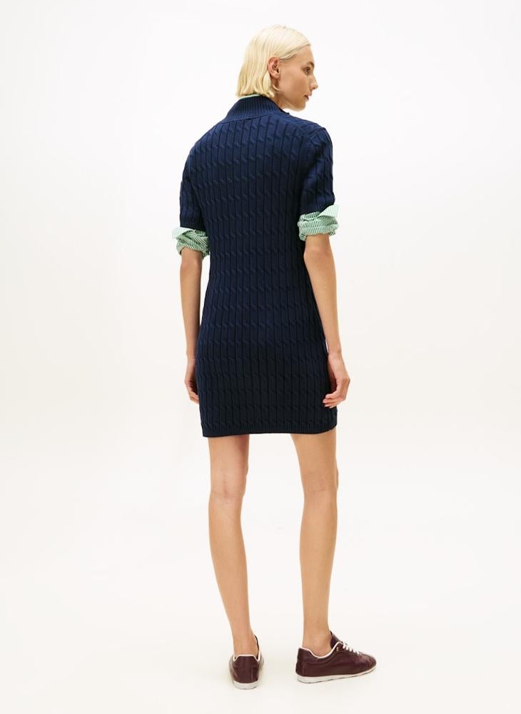TOMMY HILFIGER Knited Half Zip detailed Short Sleeve Mini Dress - Image 2