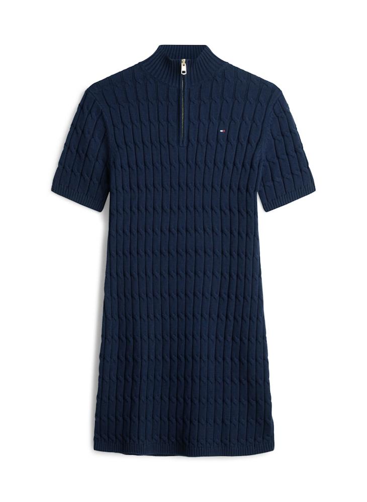 TOMMY HILFIGER Knited Half Zip detailed Short Sleeve Mini Dress - Image 5