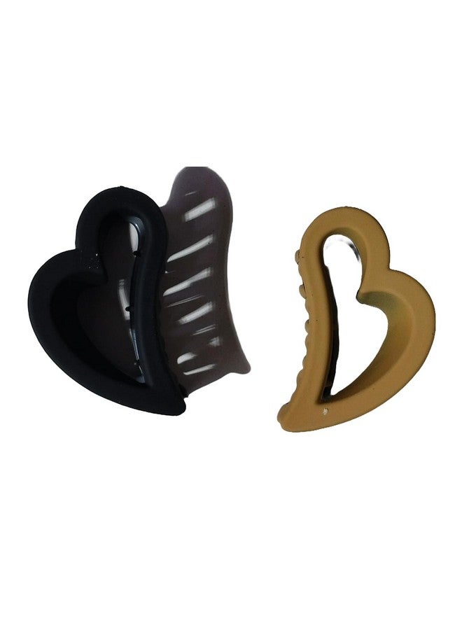 MOOLYAVAAN PRODUCTS Heart Shape Hair Clutcher/Claw Clips Fashion Simple Transparent Plastice Hair Claw Women Girls [HEART SHAPE MATTE CLUTCHER] (Pack Of 3) - Image 2