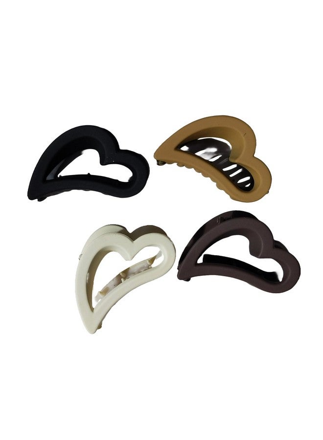 MOOLYAVAAN PRODUCTS Heart Shape Hair Clutcher/Claw Clips Fashion Simple Transparent Plastice Hair Claw Women Girls [HEART SHAPE MATTE CLUTCHER] (Pack Of 3) - Image 1