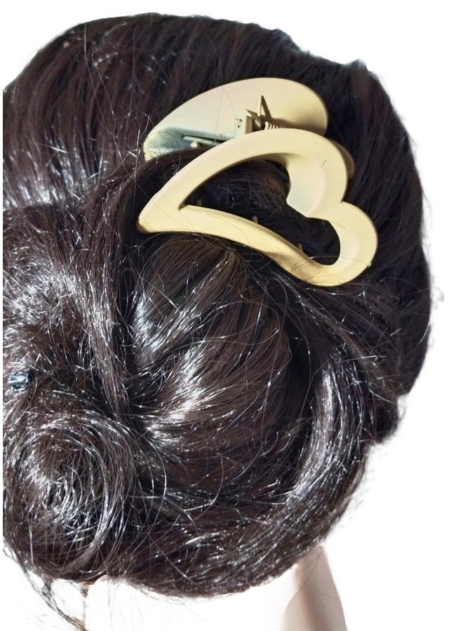 MOOLYAVAAN PRODUCTS Heart Shape Hair Clutcher/Claw Clips Fashion Simple Transparent Plastice Hair Claw Women Girls [HEART SHAPE MATTE CLUTCHER] (Pack Of 3) - Image 3