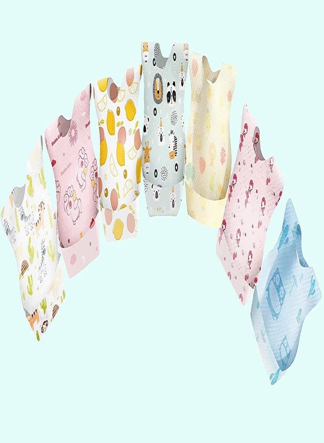 Lappu Disposable/Use & Throw Baby Bibs/Apron for Feeding/Burp/Drool | Stick on Tape Closure| Travel & Eco-Friendly Baby Bibs for Newborns/Infants/Toddlers (Multicolor Pack Of 20) - Image 2