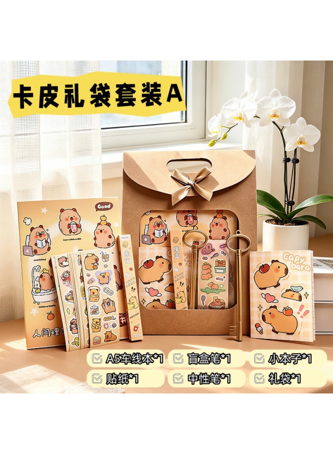 Back-to-school Season Gift, Premium Gift Bag, Capibara Souvenir, Stationery Set, Practical Gift For Elementary School Students