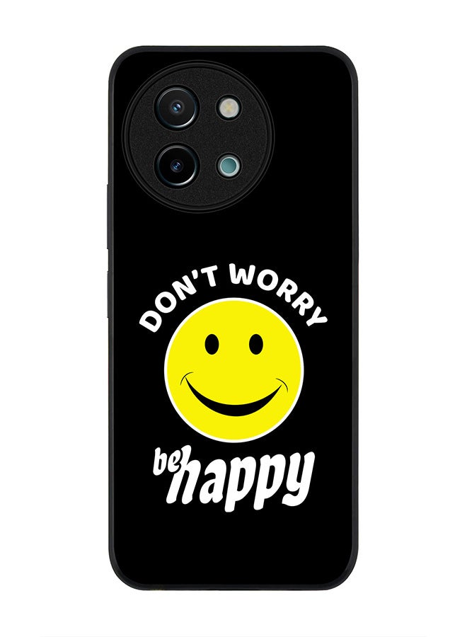 Stylizedd Rugged Black edge case for Vivo Y38 / Vivo Y58 / Vivo Y200i /Vivo T3x, Slim fit Soft Case Flexible Anti Drop TPU Gel Thin Cover - Don't worry be happy - Image 1