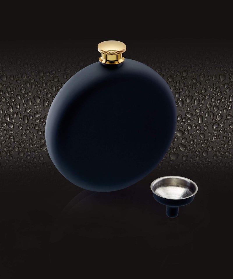 Barcraft Premium Stainless Steel Hip Flask with Decanting Funnel for thinKitchen, 350 ml – Matte Black Pocket Flask with Gold Cap – Luxury Gifting for Whisky & Spirits - Image 4