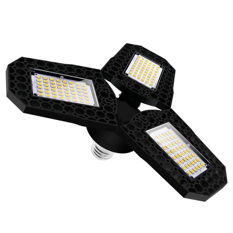مصباح LED قابل للطي بسعة 80 واط مع ألواح قابلة للطي ثلاثية الأوراق، مثالي لتخزين المصانع والسقوف، إضاءة صناعية بيضاء ساطعة. - Image 2